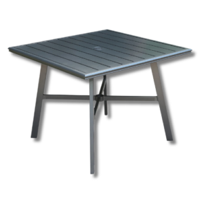 Cape Soleil Commercial Aluminum 30" Square Glass Top Table - Gunmetal/Glass